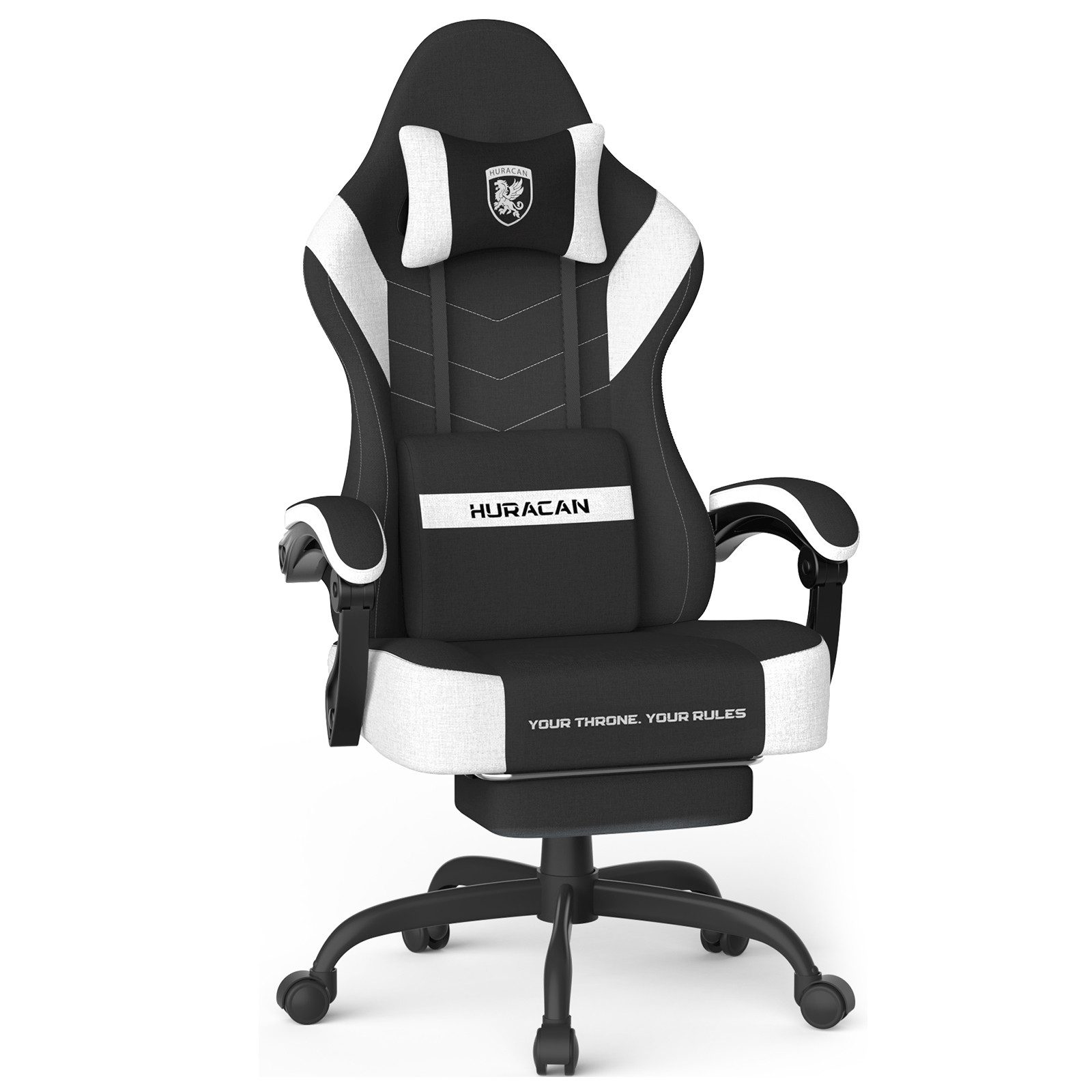 Huracan Gaming-Stuhl PC Stuhl,Gaming Sessel,mit Kopfstütze,Lumbarstütze,Fußstütze (Ergonomischer Gaming-Stuhl,90°–135° Neigung), 360° Drehbarer,ergonomisch Gamer Stuhl