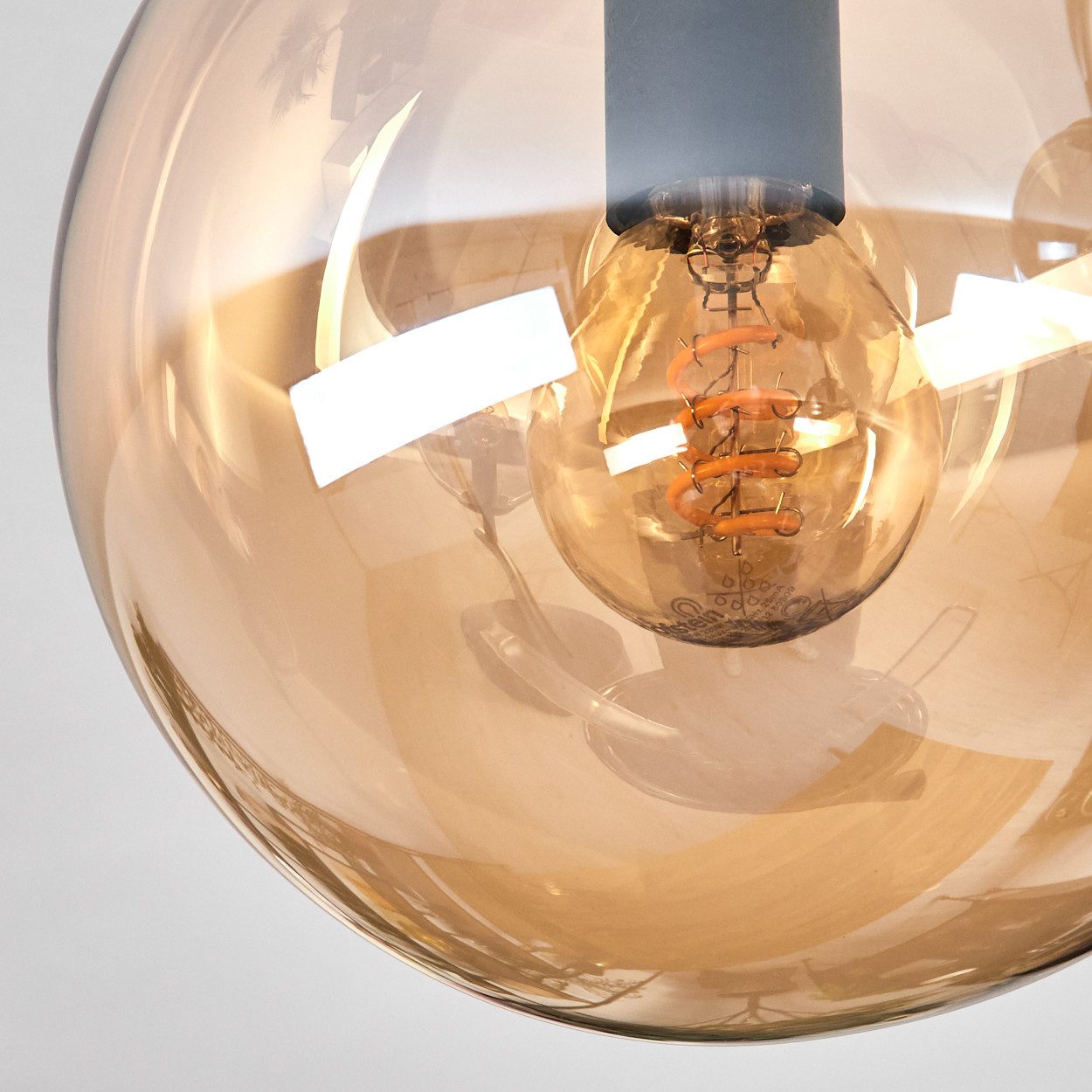 hofstein Deckenleuchte Deckenlampe aus Metall/Glas in Schwarz, ohne Leuchtmittel, Glasschirme (15 cm), 2 x E14, ohne Leuchtmittel – Bild 3 von 5