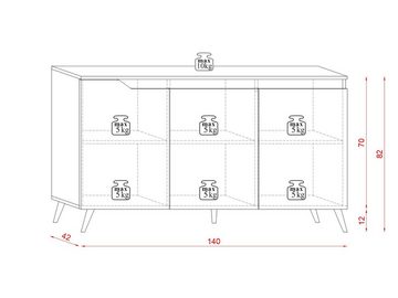 Domando Wohnzimmer-Set Wohnzimmerset Syrakusa in Eiche Gold und Weiß Matt, (4-St), großes Set als Kompletteinrichtung fürs Wohnzimmer, massive Buchefüße