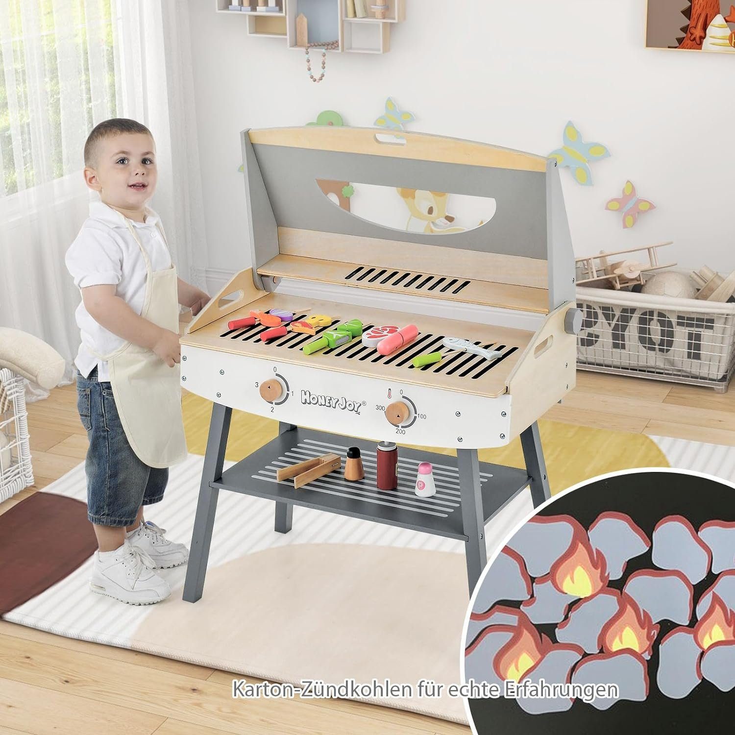 KOMFOTTEU Kinder-Grill Spielzeugset, aus Holz mit günstig online kaufen