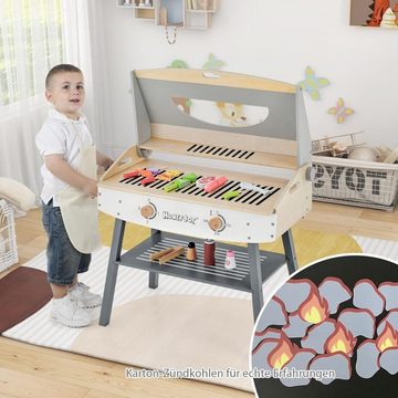 KOMFOTTEU Kinder-Grill Spielzeugset, aus Holz mit Klammer, für Kinder ab 3 Jahren