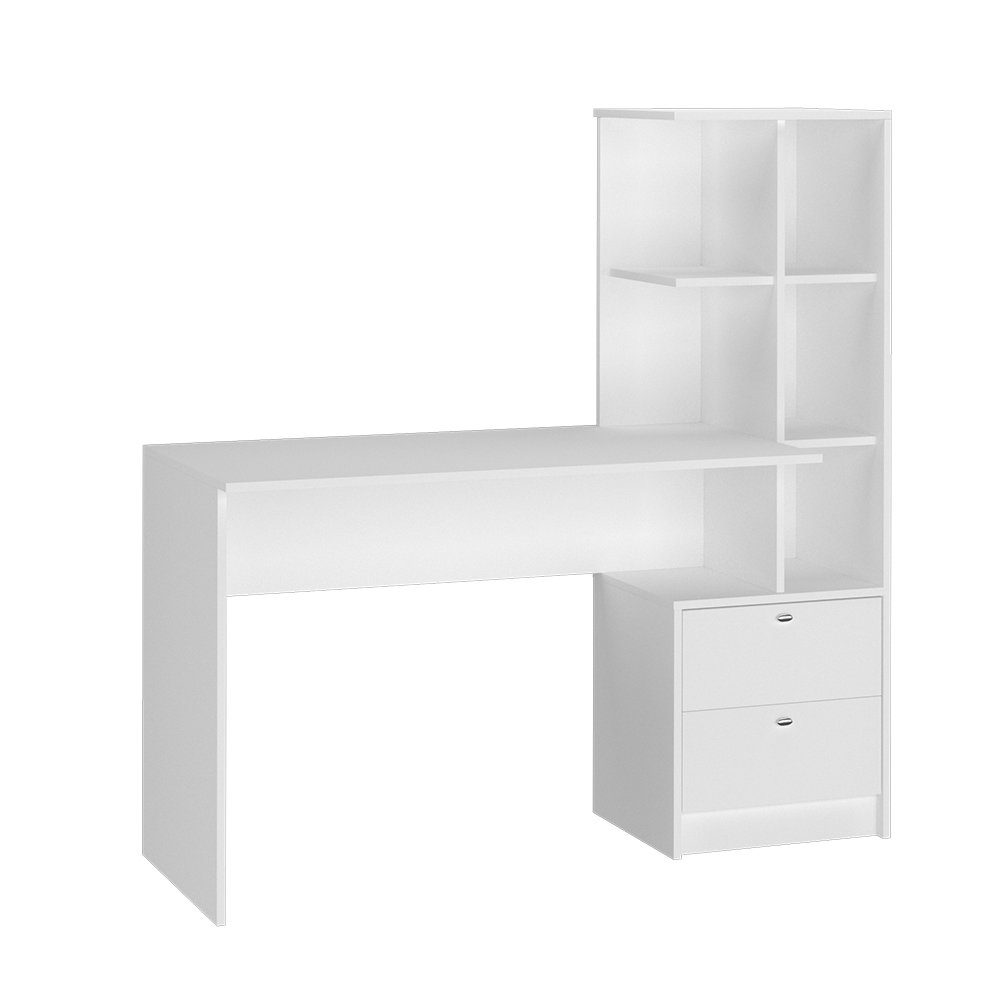 Vicco Schreibtisch Bürotisch Arbeitstisch Weiß Ablagefächer Schubladen 2 DENTON