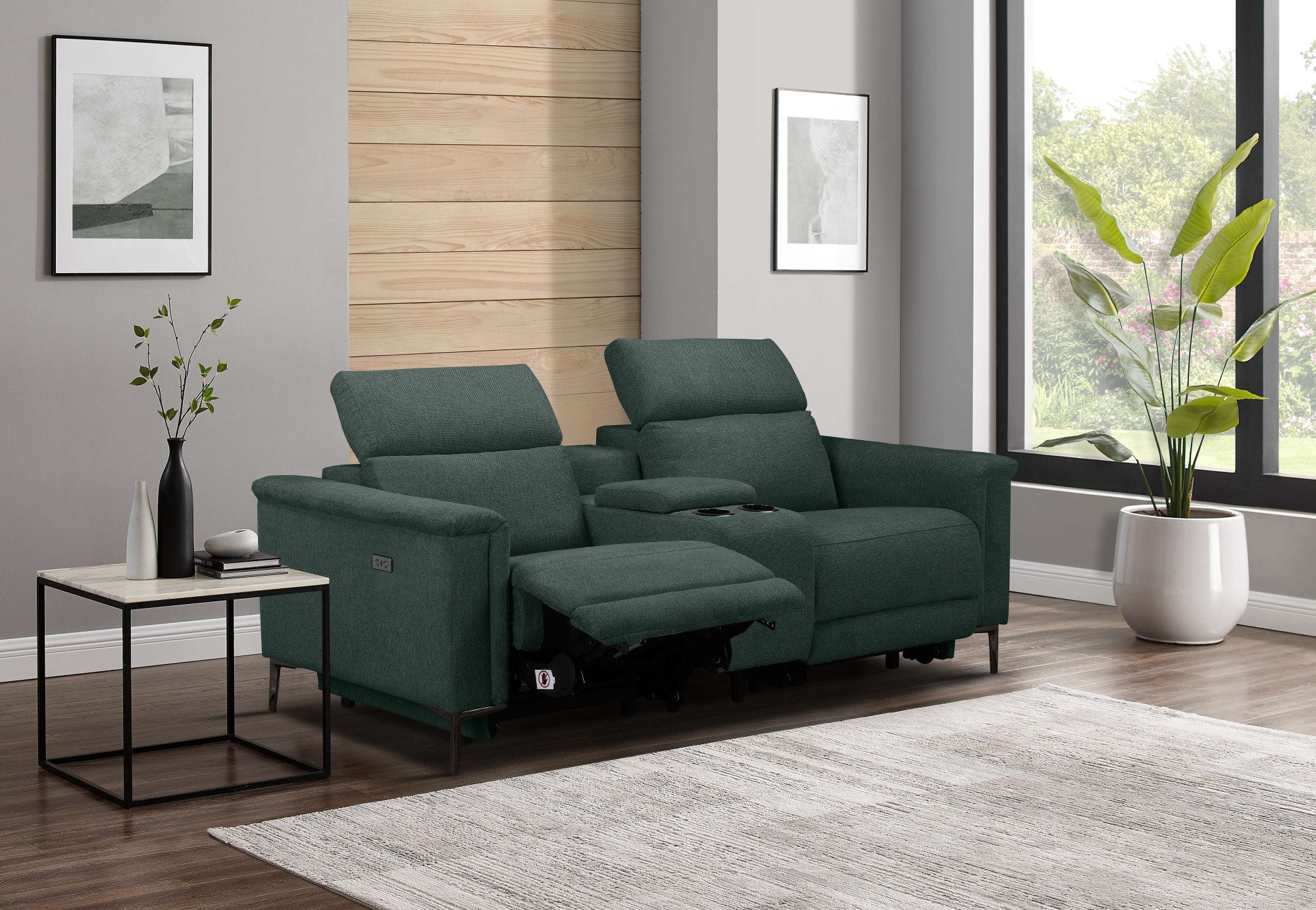OTTO home 2-Sitzer LUND, Struktur, Kinosofa, Relaxfunktion, TV-Sessel, man./elektrisch, Kopfteilverstellung, Getränkefachhalter, Staufach, wahlweise USB A/C