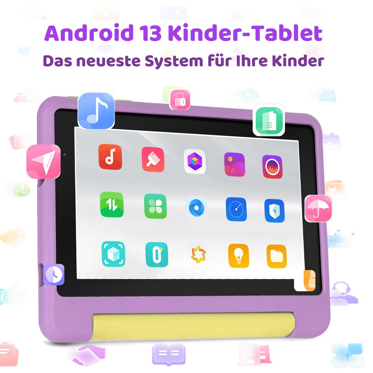 BUFO 7 Zoll Kindersicherung 64GB ROM+128GB Erweiterbar Android 13 HD Kinder Tablet (7", 64 GB, Android 13, WiFi, Robustes Tablet für Kinder mit Schutzhülle & Elternkontrolle)