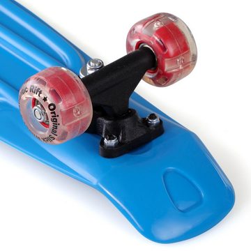monzana Skateboard mit LED-Rollen, Monzana Skateboard 22 Zoll ABEC 7 Retro Pennyboard 100kg belastbar