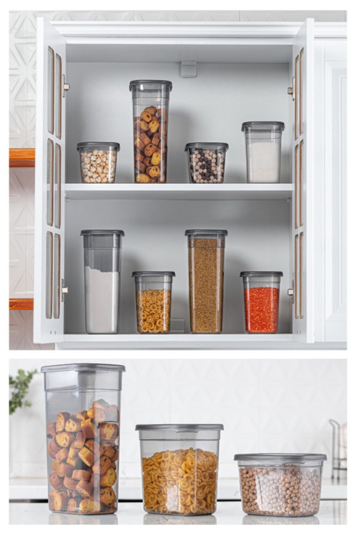 Vorratsdose 100% PLASTIC, 12 x 16,5 x 27,5 cm / 3200 ml (8 Pieces) V4334