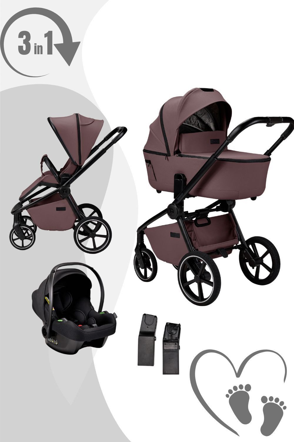 Moon Kombi-Kinderwagen Resea 2.0 Komkinderwagen 3in1-Set mit Cosmo 2.0