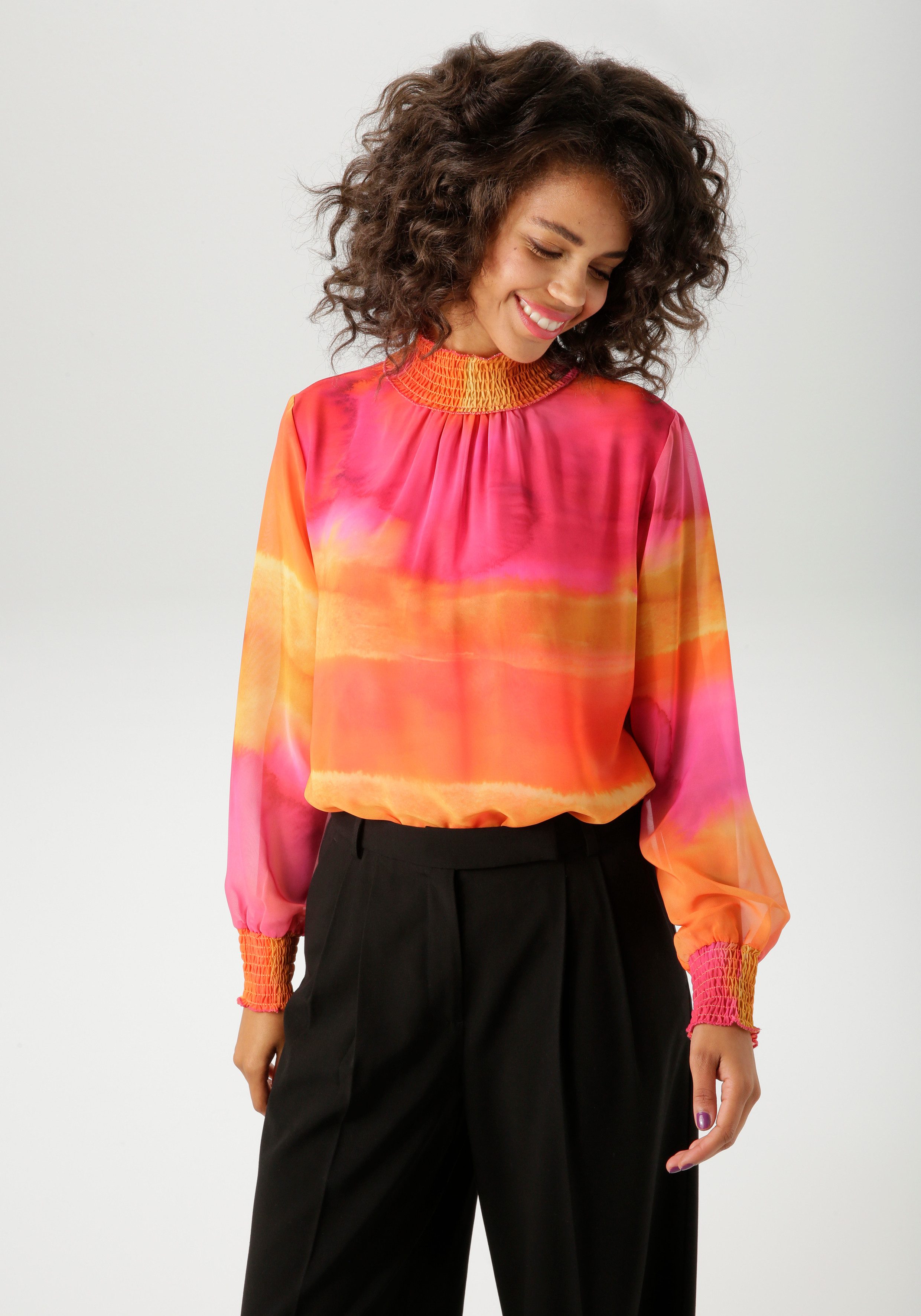 Aniston CASUAL Chiffonbluse im farbenfrohen Batik-Dessin - jedes Teil ein U günstig online kaufen