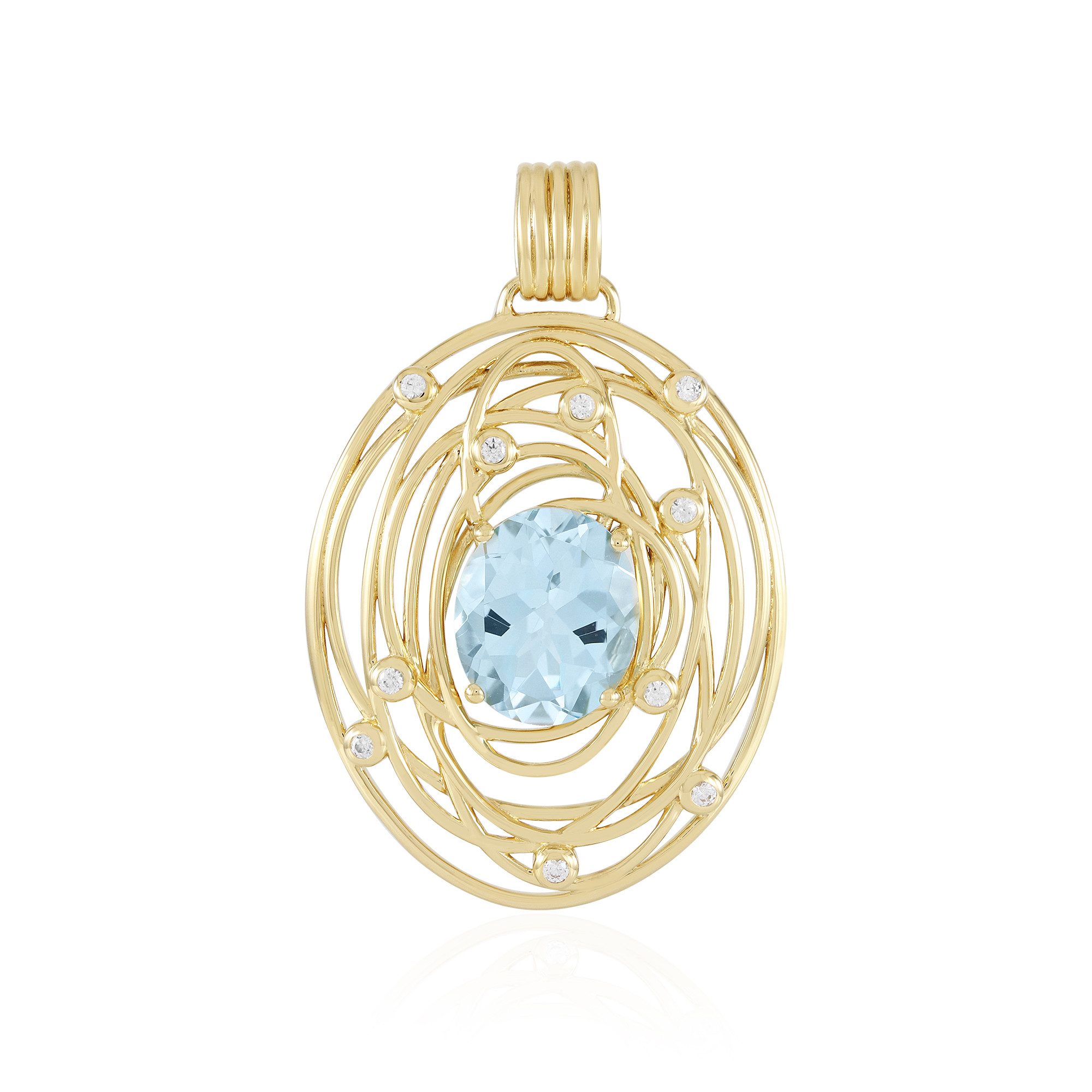 Kettenanhänger Cavill Silberanhänger vergoldet mit 5,85 ct himmelblauem Topas oval