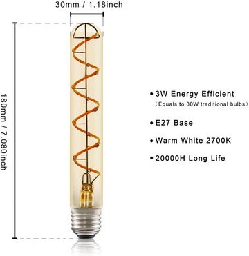 ZMH LED-Leuchtmittel Retro Edison Glühbirne Röhrenlampe E27 Glühlampe in Röhrenform Gold