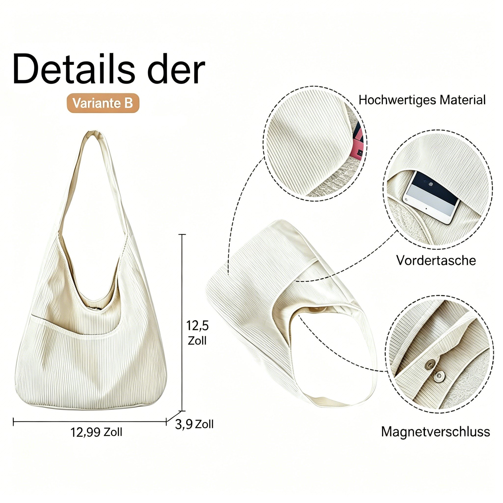 nsihing Umhängetasche Umhängetasche Corduroy Damen Herren Retro mit Multi-Taschen, Große Kapazität, Schultertasche für Arbeit, College, Alltag