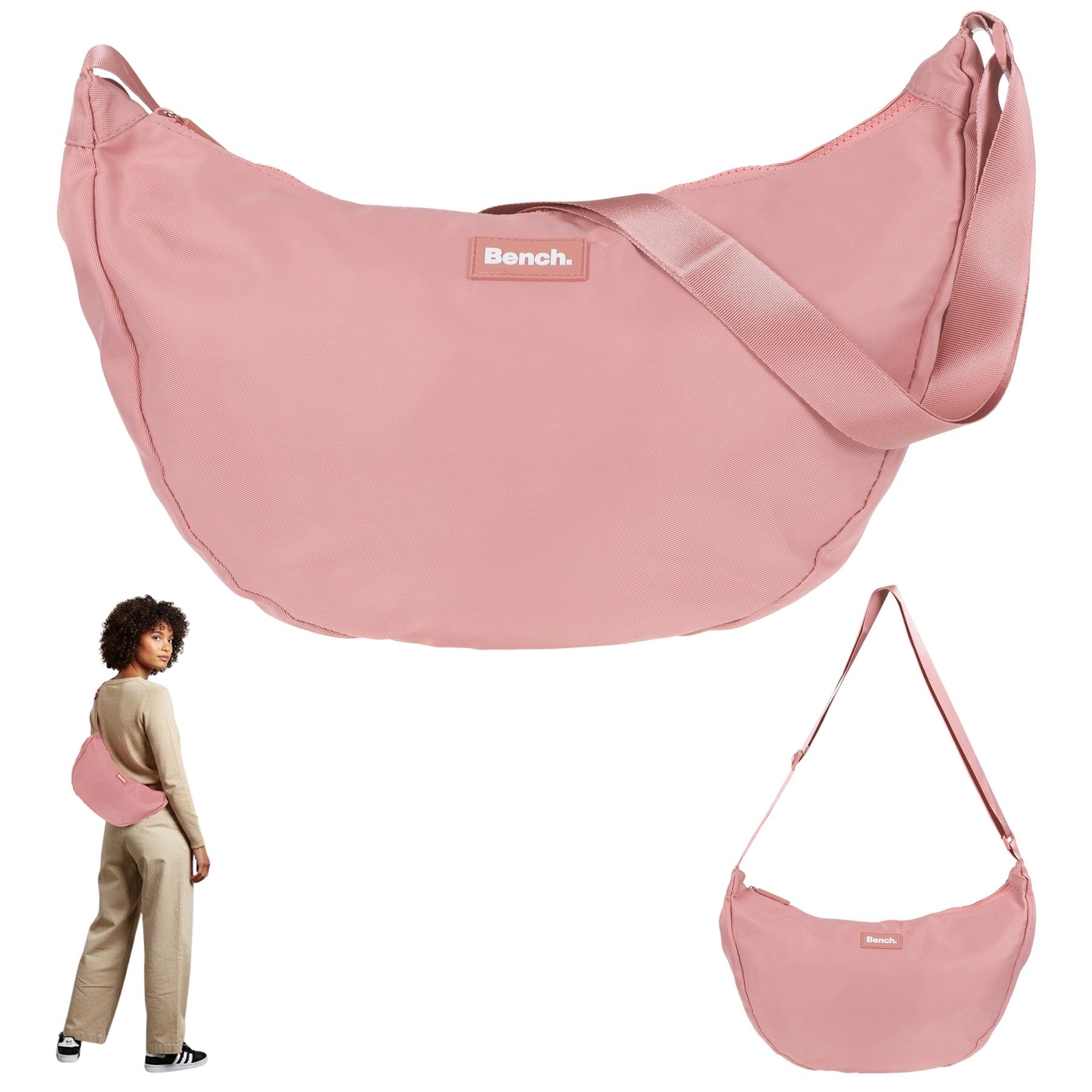 Bench. Handtasche Crossbag Moon Bag Form Slingbag Schultertasche, Damentasche Damen Freizeittasche Sichel Mond Form 64216 + Etui
