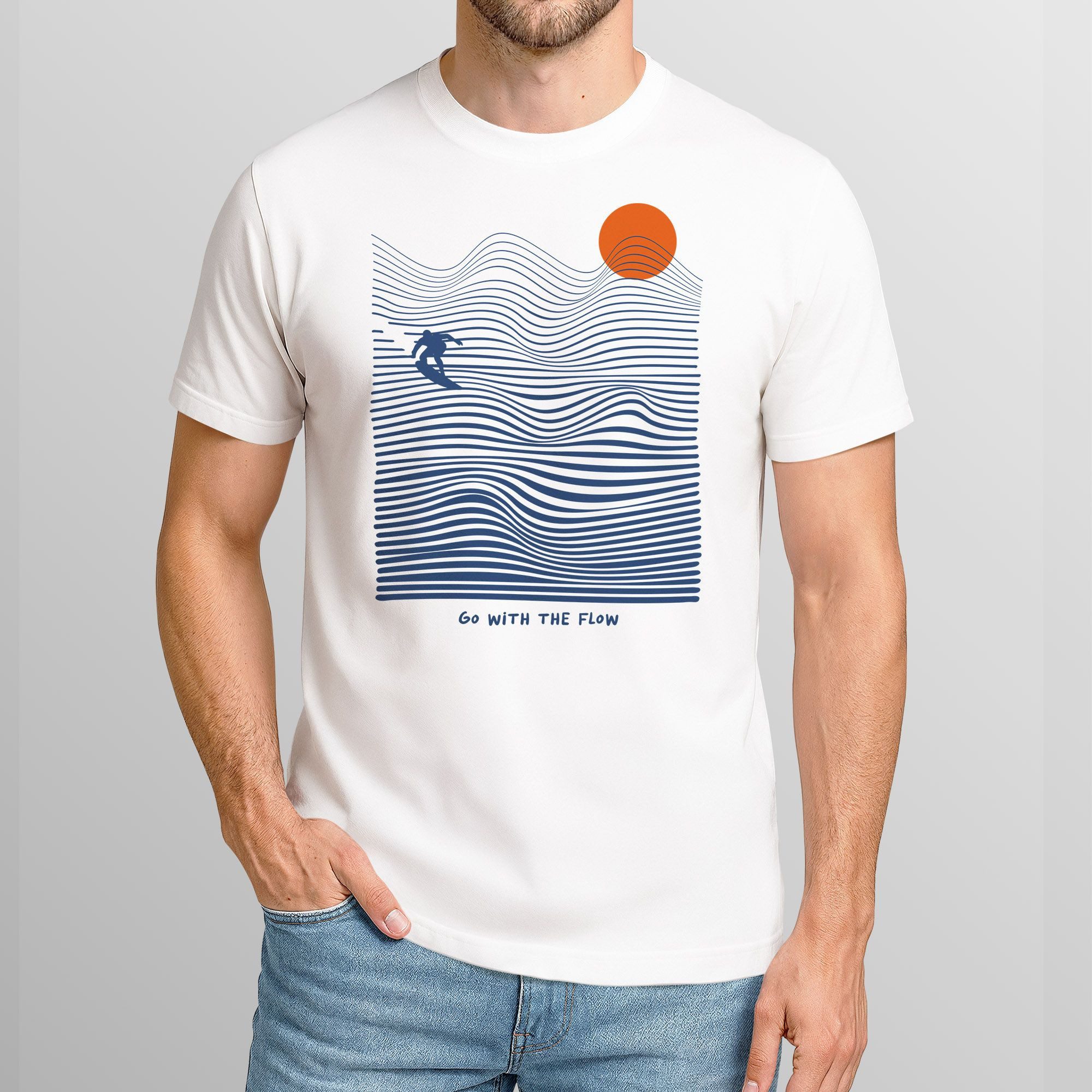 Neverless Print-Shirt Herren T-Shirt Surfshirt mit Wellenlinien, Sonne & Su günstig online kaufen