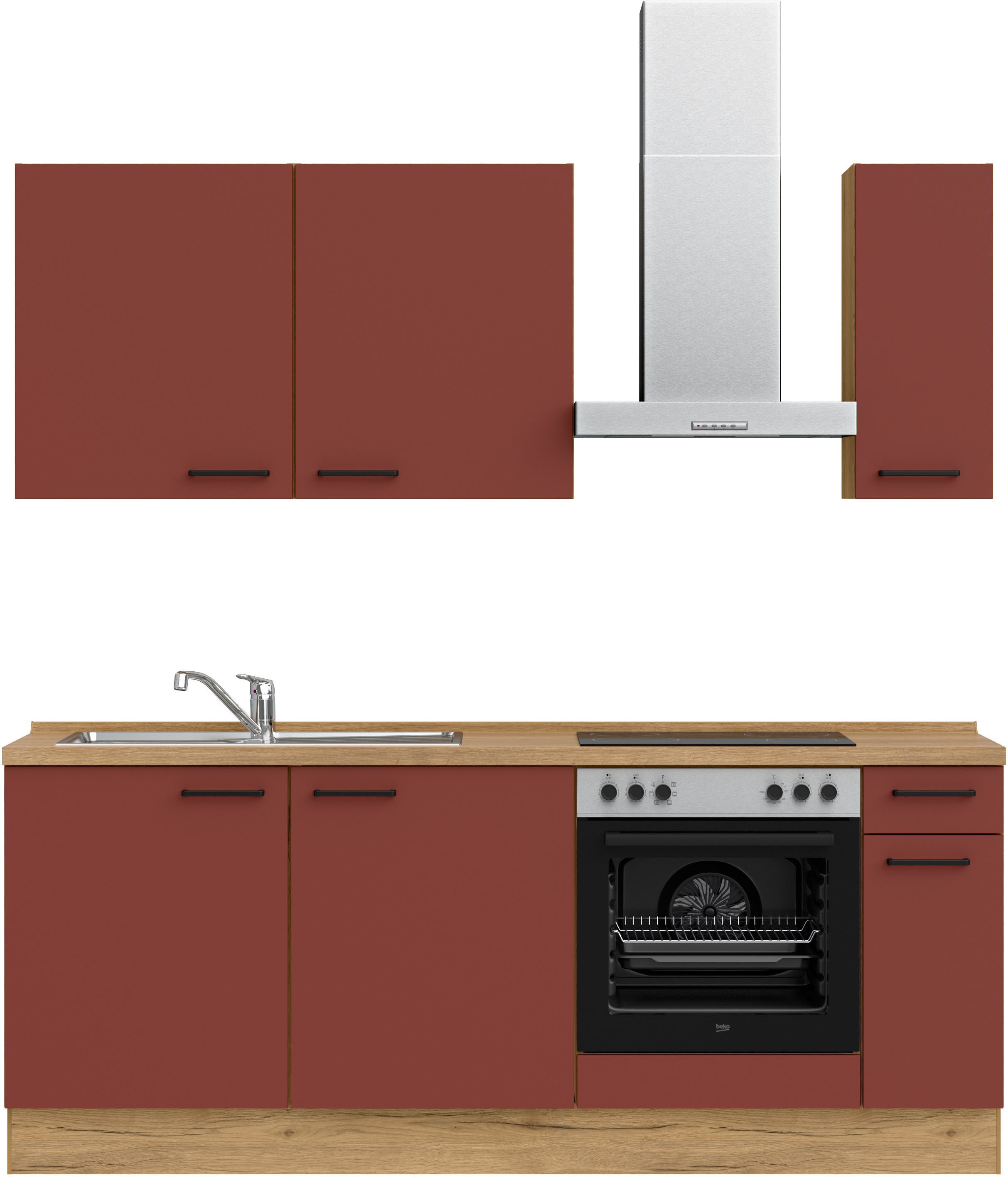 nobilia® Кухниzeile "Easytouch I", vormontiert, Ausrichtung wählbar, Breite 210 cm, wahlw. mit E-Geräten