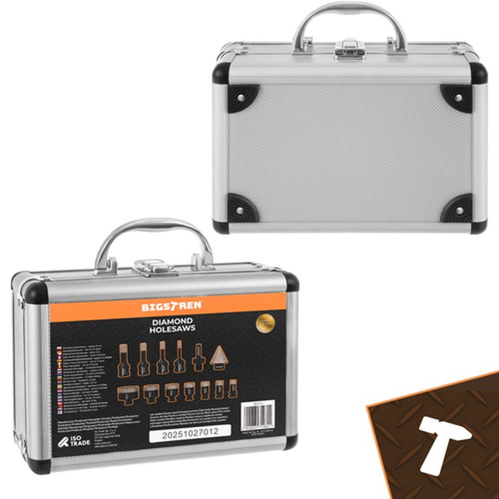 BIGSTREN Lochsäge Diamant-Lochbohrer M14-Zahnkränze 6-68 mm, Ø 68 mm, Spar-Set, 7-tlg., 11.000 U/min, Kompatibilität mit Winkelschleifern und klassischen Bohrmaschinen
