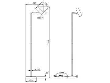 meineWunschleuchte LED Stehlampe, Dimmfunktion, LED wechselbar, Warmweiß, Lampenschirm schwenkbar, Leselampe Leselicht Ecke, Schwarz Höhe 151cm