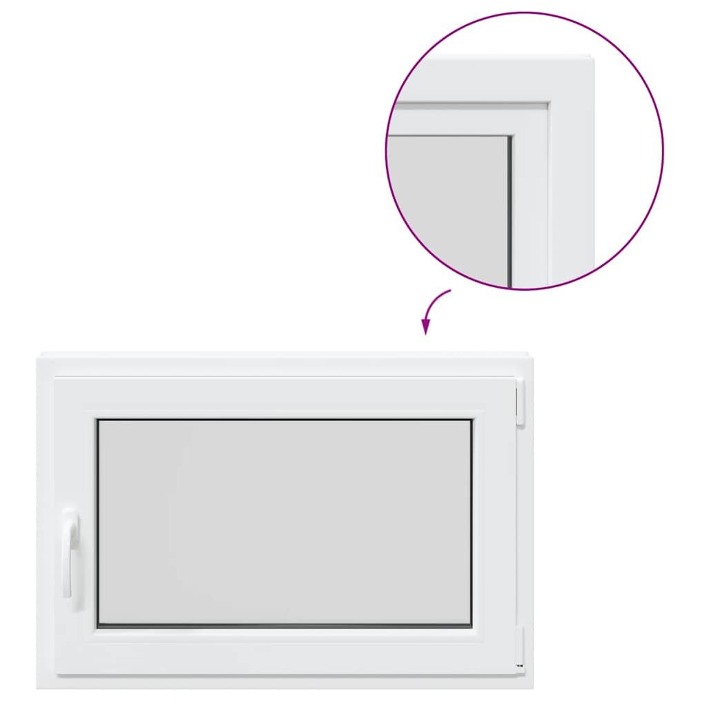 vidaXL Fenster Kellerfenster RISOR Kunststoff Dreh Kipp weiß PVC und Glas