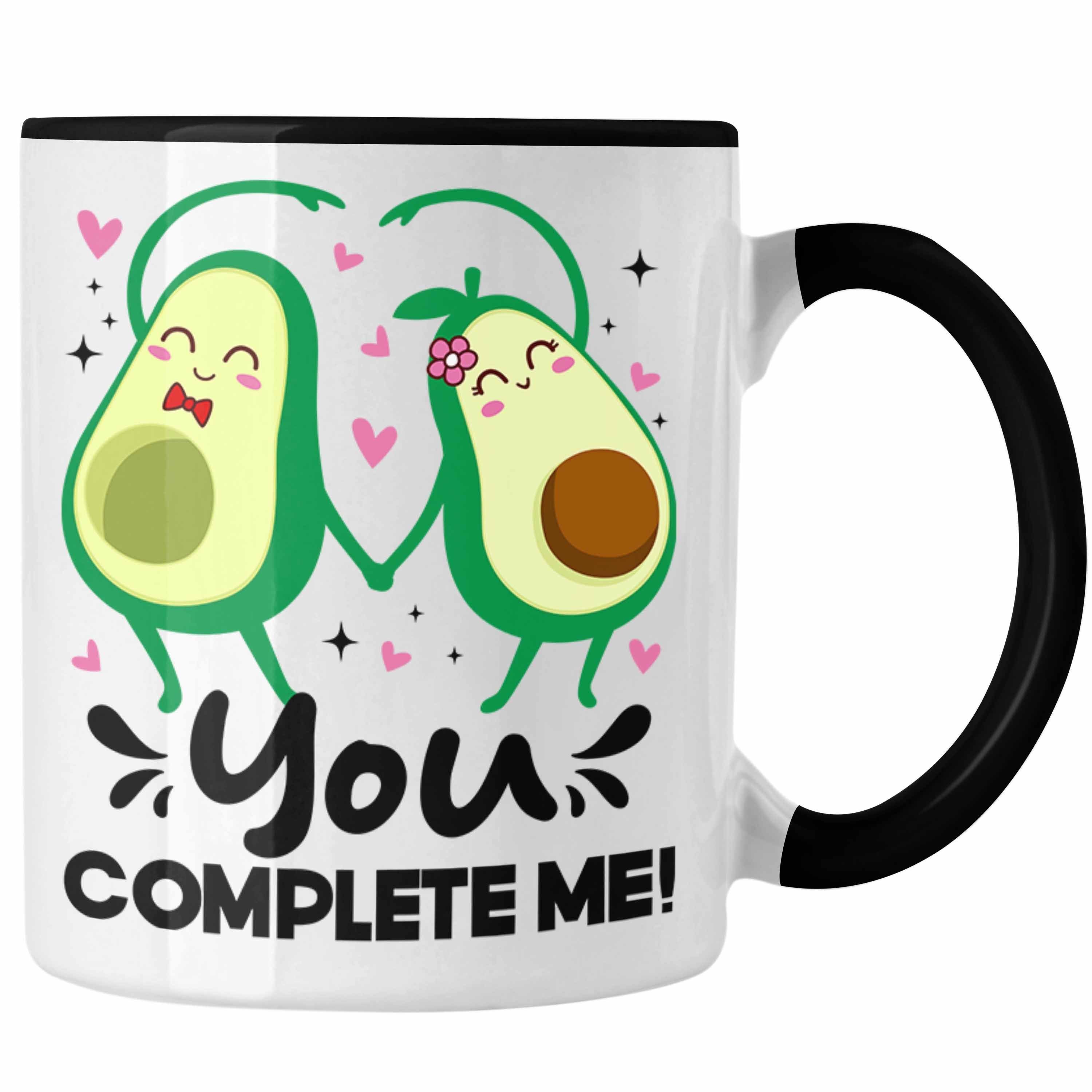 Trendation Tasse Trendation - Avokado Tasse Paare Liebe Beste Freundin Geschenk You Complete Me Lustiger Spruch Schwarz