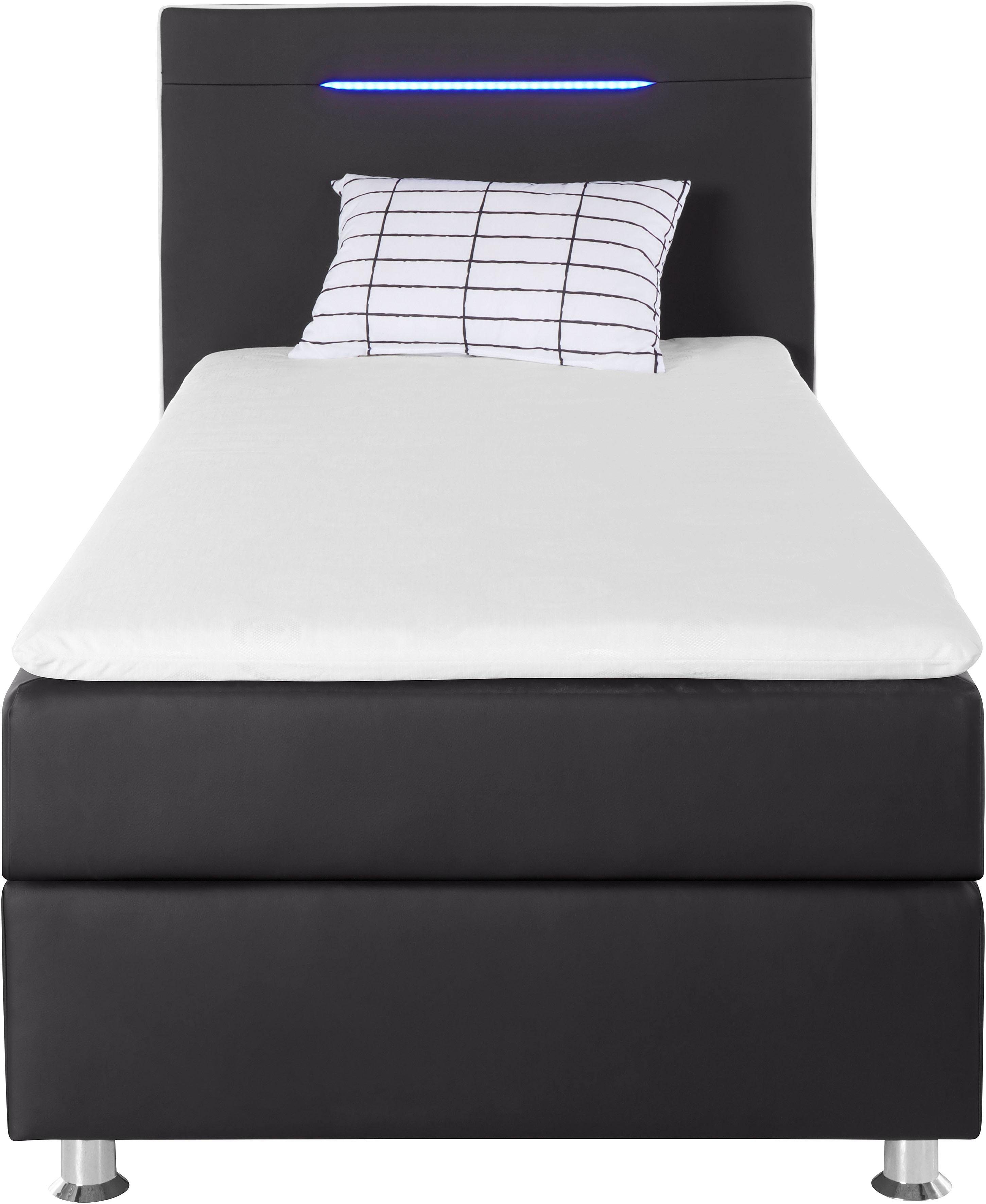 COLLECTION AB Boxspringbett London, inklusive Topper und Kissen, mit LED-Beleuchtung, Boxspringbett erhältlich in 90cmx200cm, 140cmx200cm & 180cmx200cm