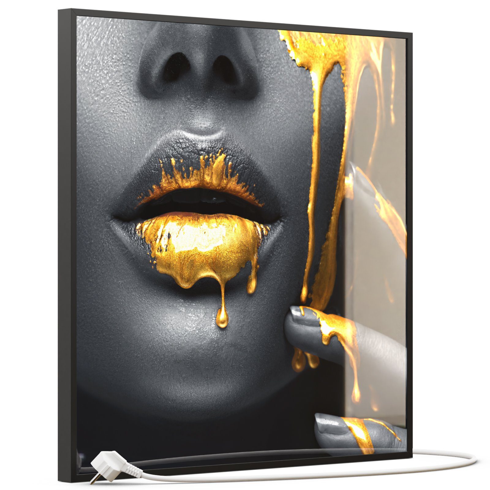 STEINFELD Heizsysteme Infrarotheizung, Glas Bild 350W-1200W, Inklusive Thermostat, 081 Goldene Lippen