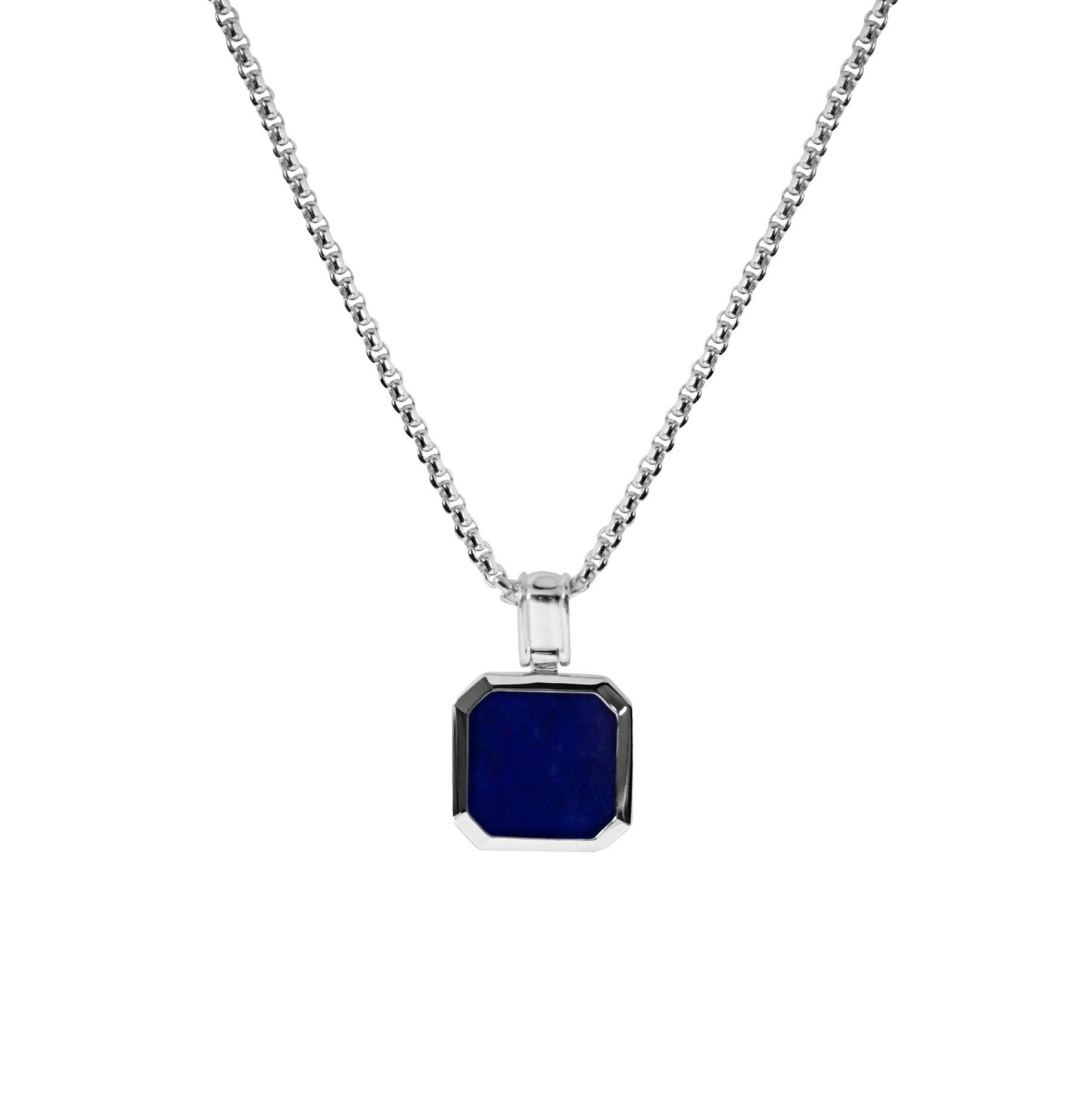 Sprezzi Fashion Kette mit Herren Stein blauem Silber Halskette, Schmuckset Stein, mit Halskette verstellbare 925 Anhänger, Lapislazuli Lapis Anhänger