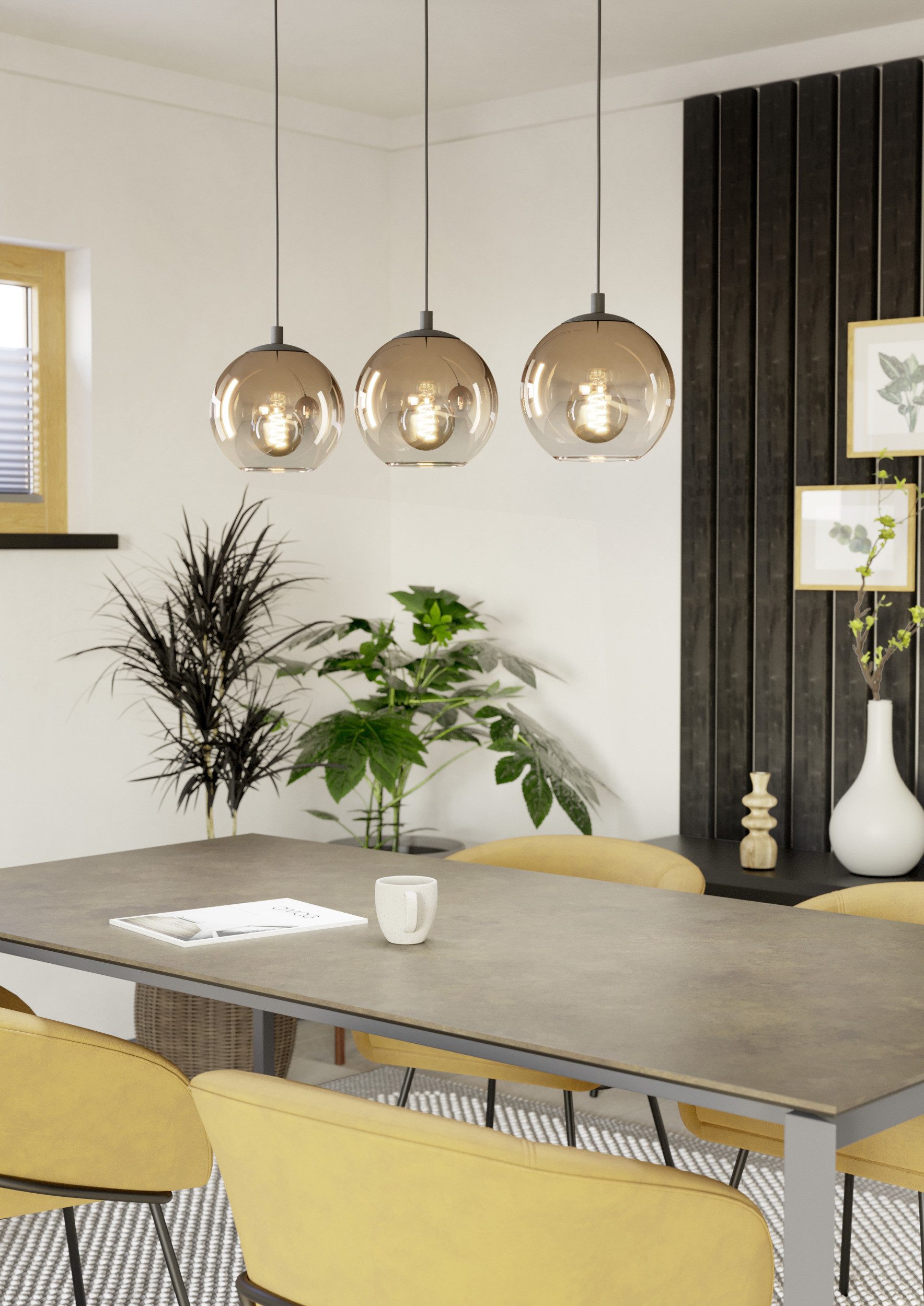 EGLO Hängeleuchte ARISCANI 1 Pendellampe - Stahl - E27 - 3X60W - IP20, ohne Leuchtmittel, Hängelampe, Deckenlampe, Wohnzimmer, Esszimmer, L76,5 x B16,5 x H110cm