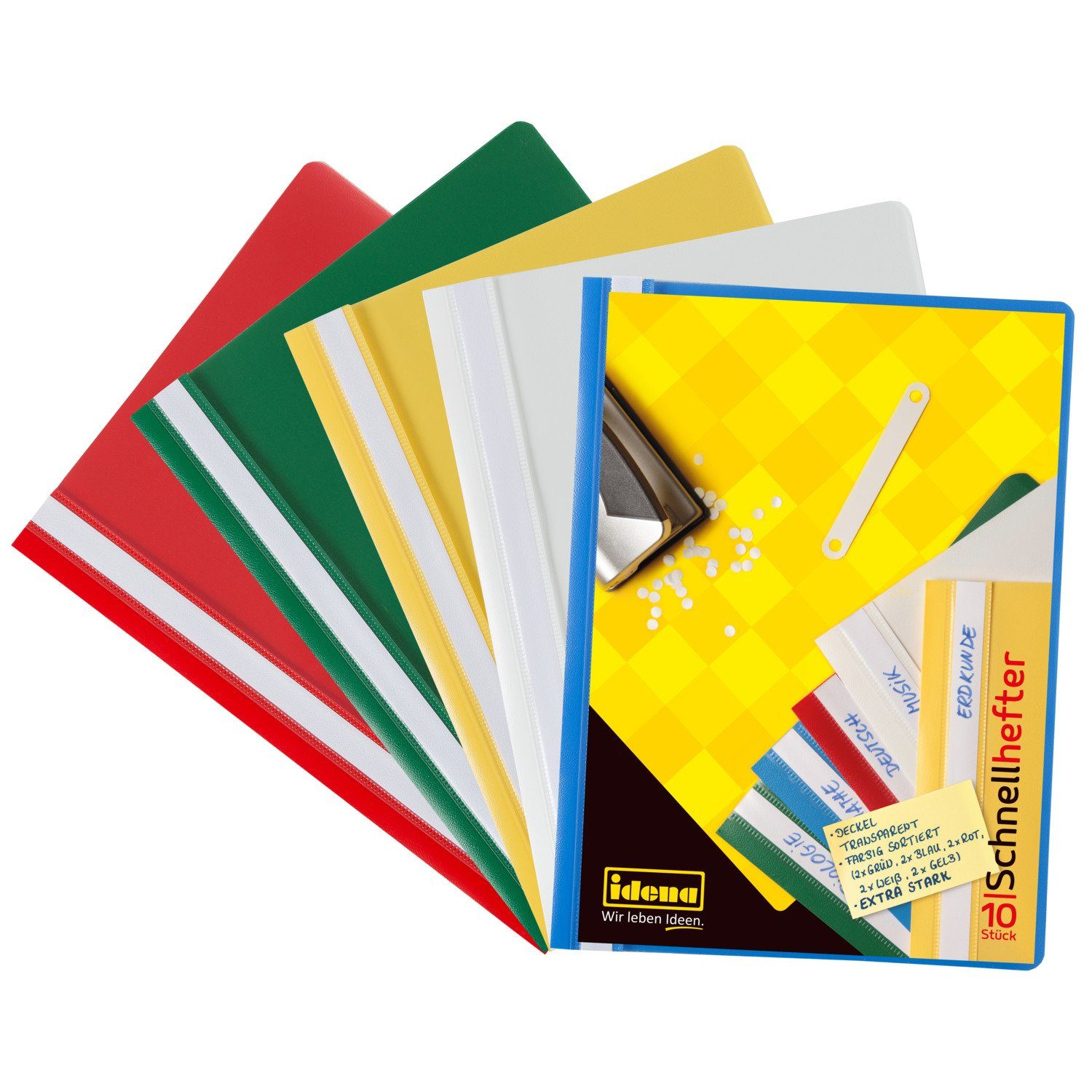 Idena Hefter Idena 307863 - Schnellhefter für DIN A5, aus Kunststoff, 2 x blau/weiß