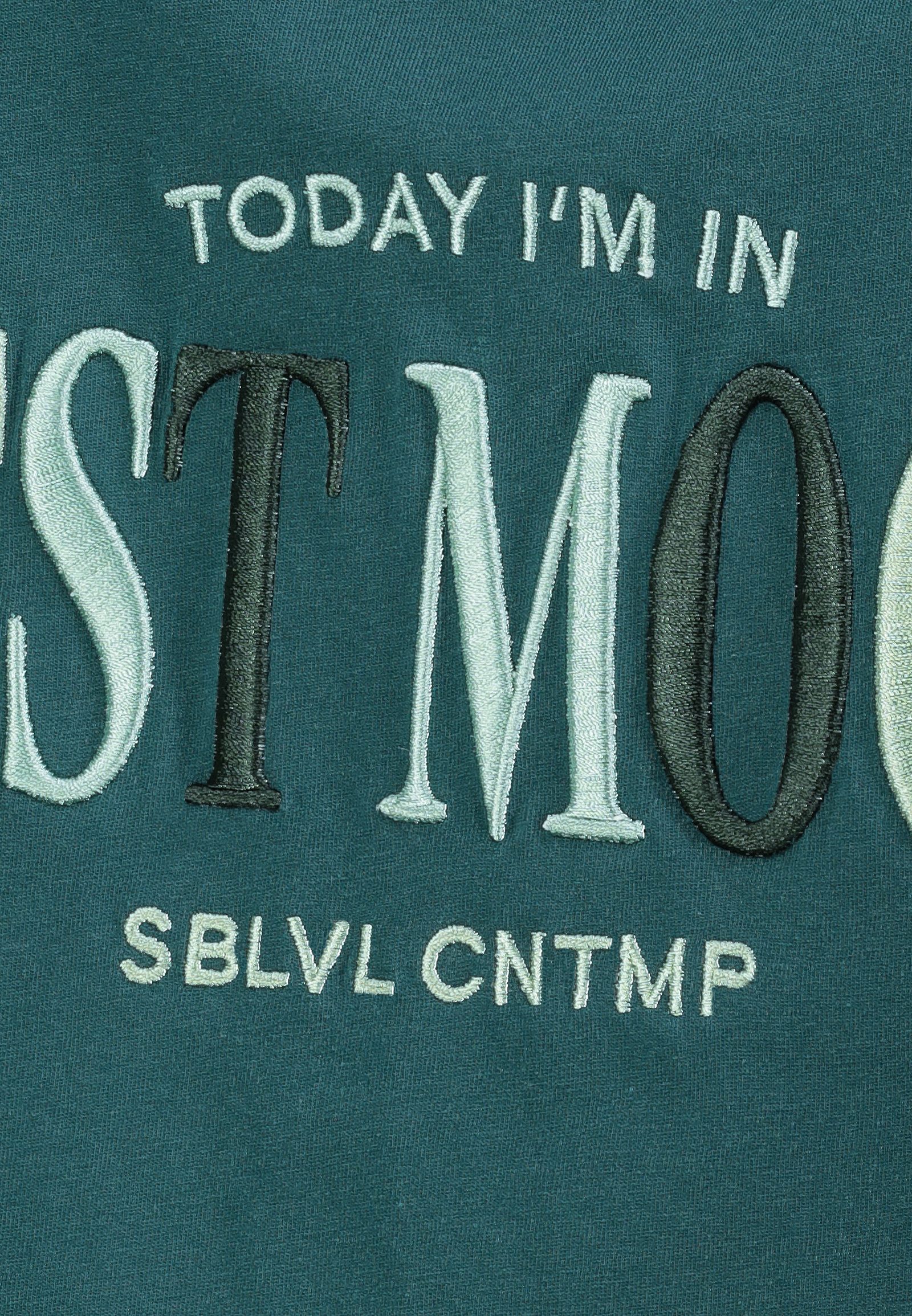 SUBLEVEL T-Shirt Minimalistischer Schriftzug Rundhals Kurzarm Locker für Damen (1-tlg) Baumwolle Normal Fit Rundhals Kurzarm Spruch atmungsaktiv
