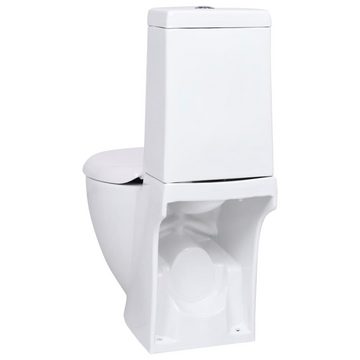 vidaXL Tiefspül-WC WC Keramik-Toilette Badezimmer Rund Senkrechter Abgang Weiß