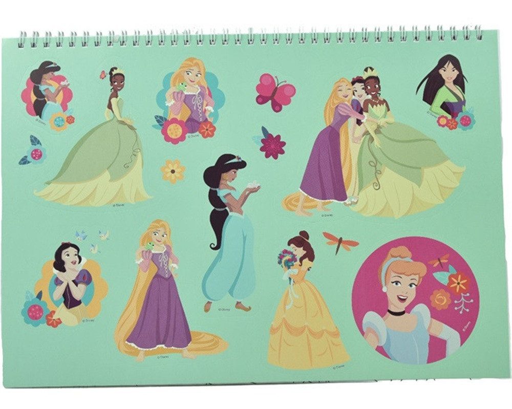 Disney Skizzenblock Disney Prinzessin Spring A4 Spiral Skizzenbuch 40 Blätter & Aufklebern
