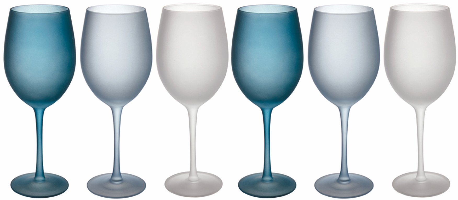 Villa d'Este Weinglas Blue Dream, Glas, Gläser-Set, 6-teilig, Inhalt 550 ml