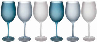 Villa d'Este Weinglas »Blue Dream«, Glas, Gläser-Set matt 550 ml, 6-teilig