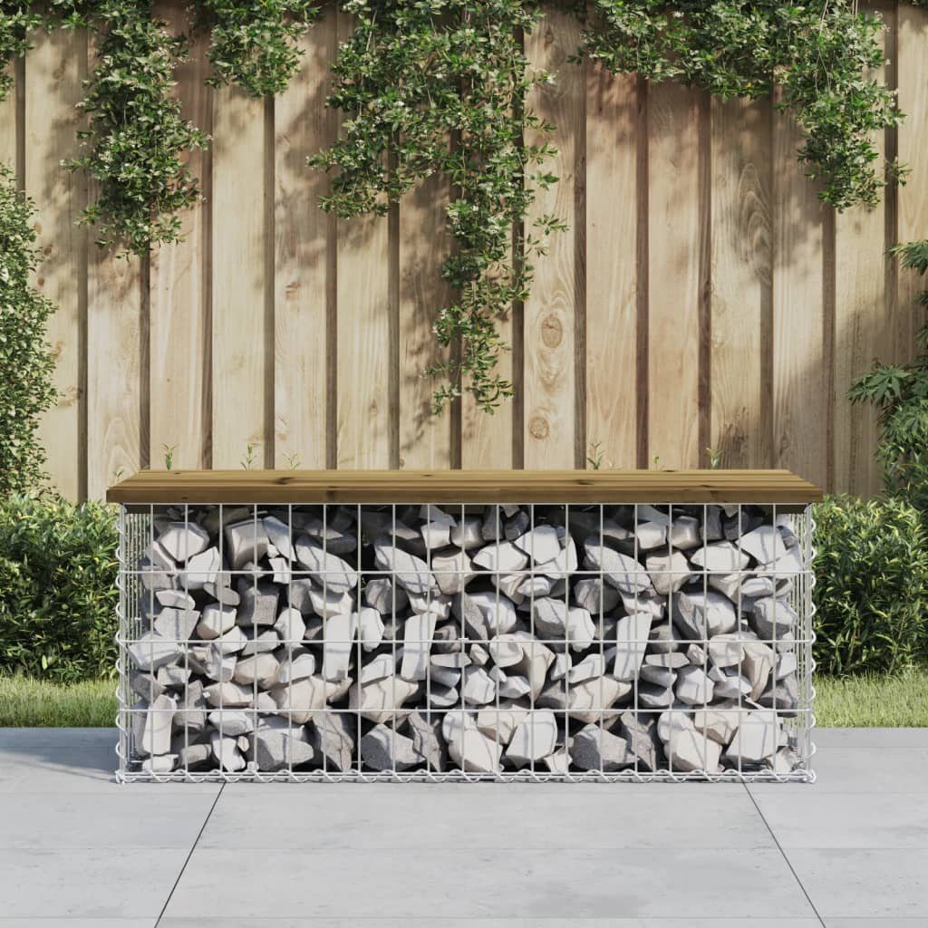 vidaXL Gartenbank Gartenbank aus Gabionen 103x44x42 cm Kiefernholz Imprägniert (1-St)