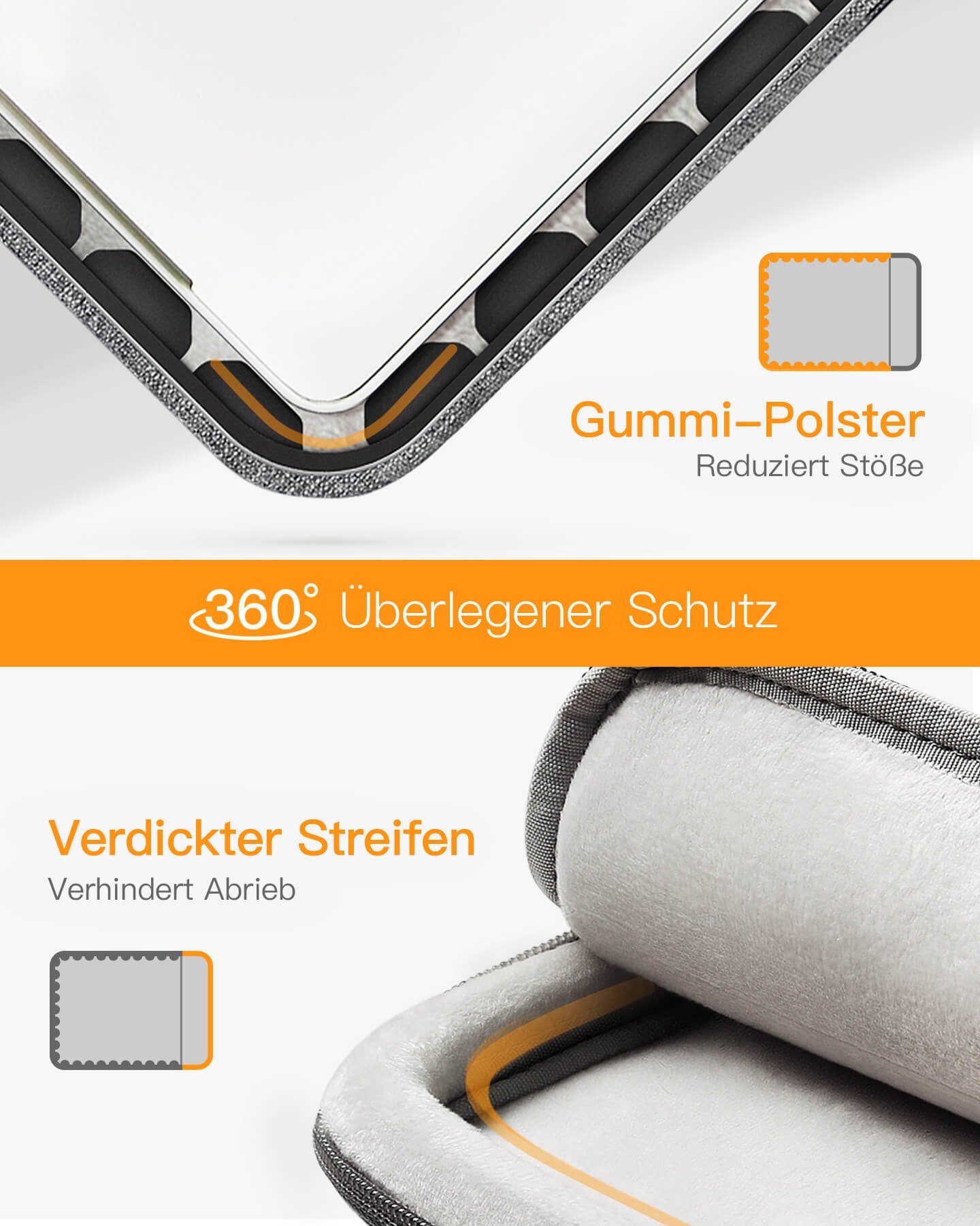 Inateck Laptop-Hülle 360° Schutz 14 Zoll Laptoptasche Schutzhülle, MacBook Air M5 15''