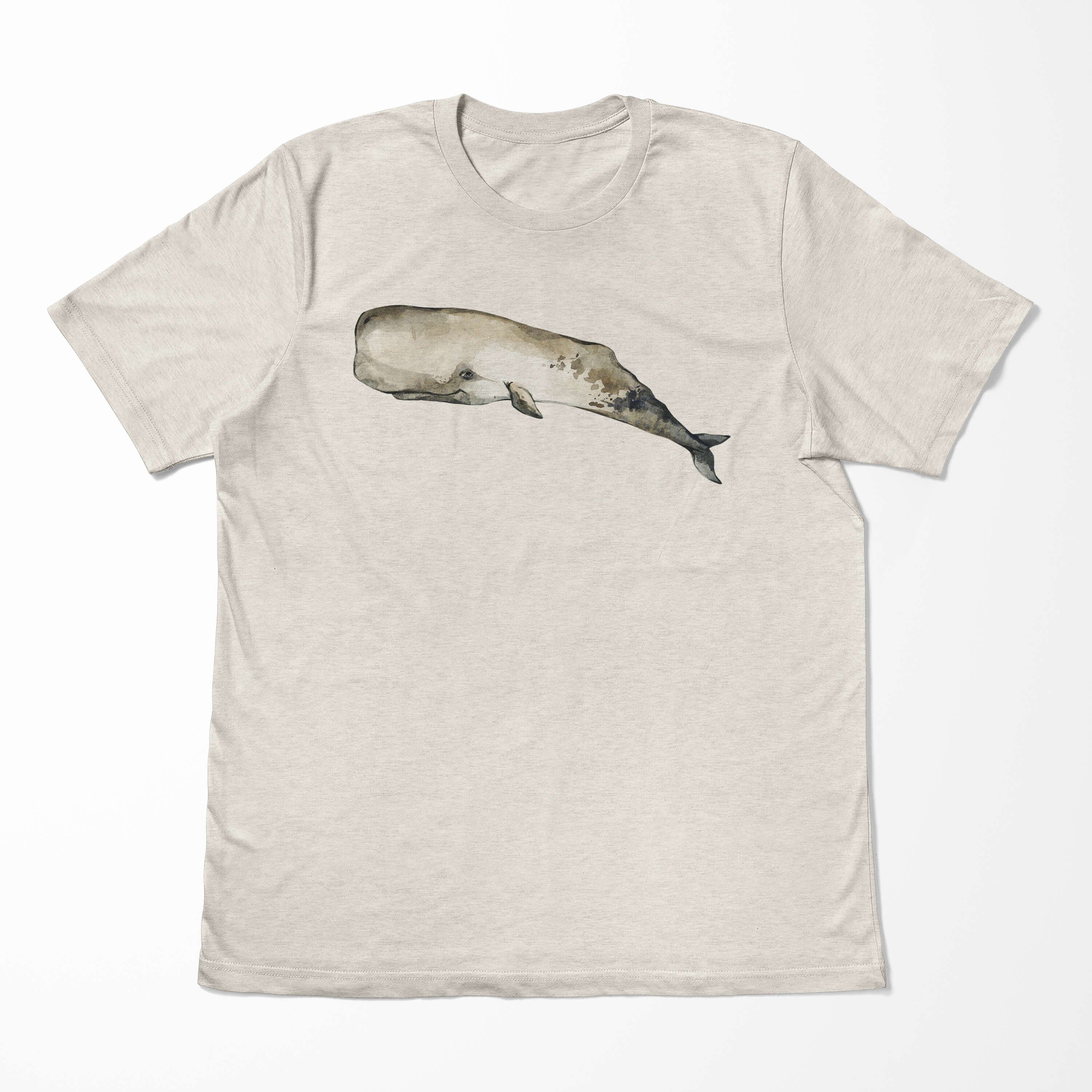 T-Shirt Nachhaltig Sinus aus gekämmte Ökomode T-Shirt Herren Bio-Baumwolle Motiv (1-tlg) Shirt Pottwal Wasserfarben 100% Art