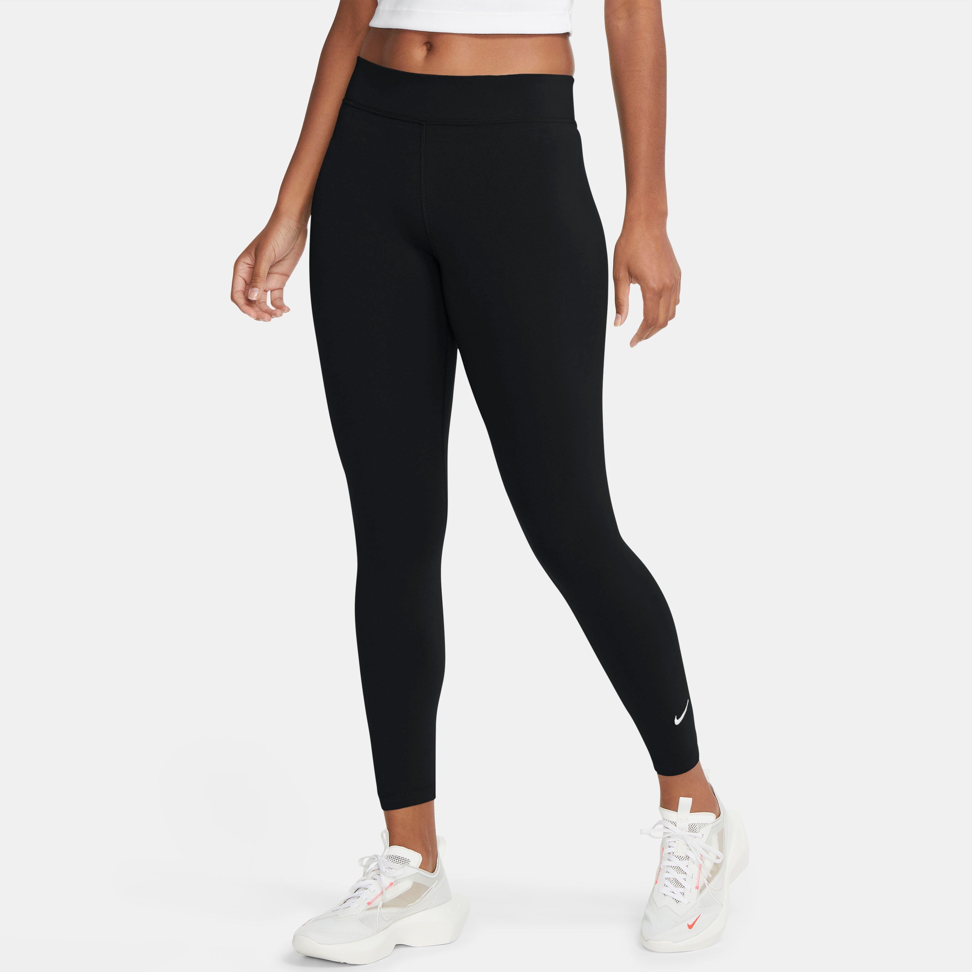 schwarz Mid-Rise Nike Women's Leggings / Leggings Sportswear Essential