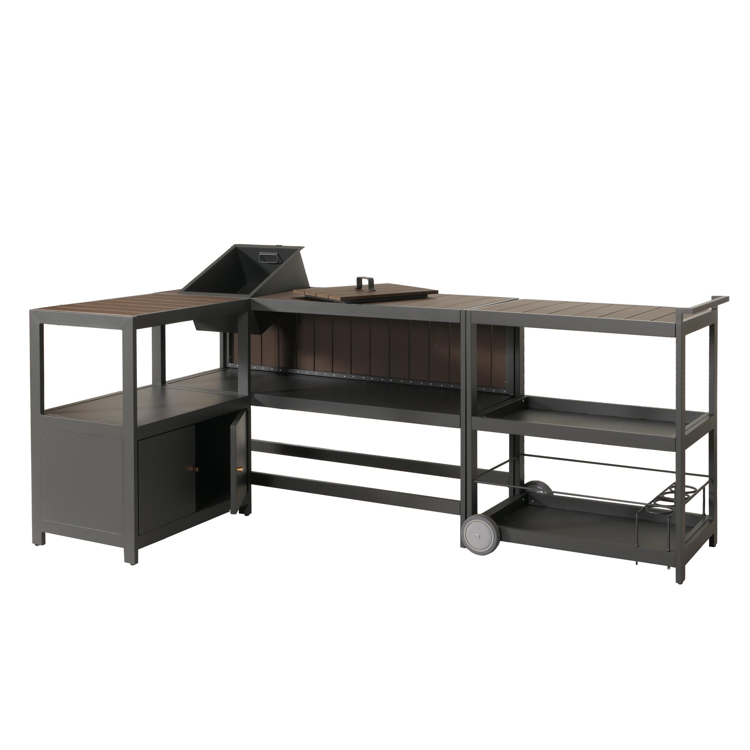 MCW Outdoor-Küche MCW-M64, Element mit Schrankfach, 3 Etagen, mit Rollen, Griff, Schraubfuß