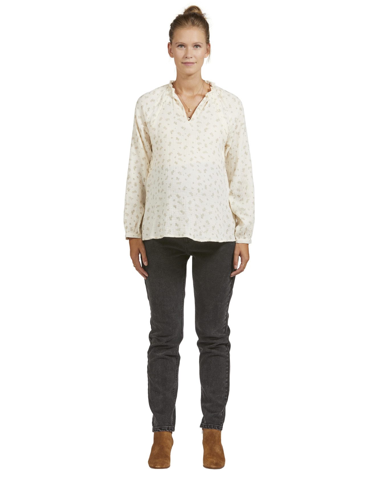 vertbaudet Umstandsjeans Umstands-Jeans mit Stretch-Einsatz, Mom-Fit Bundweite verstellbar