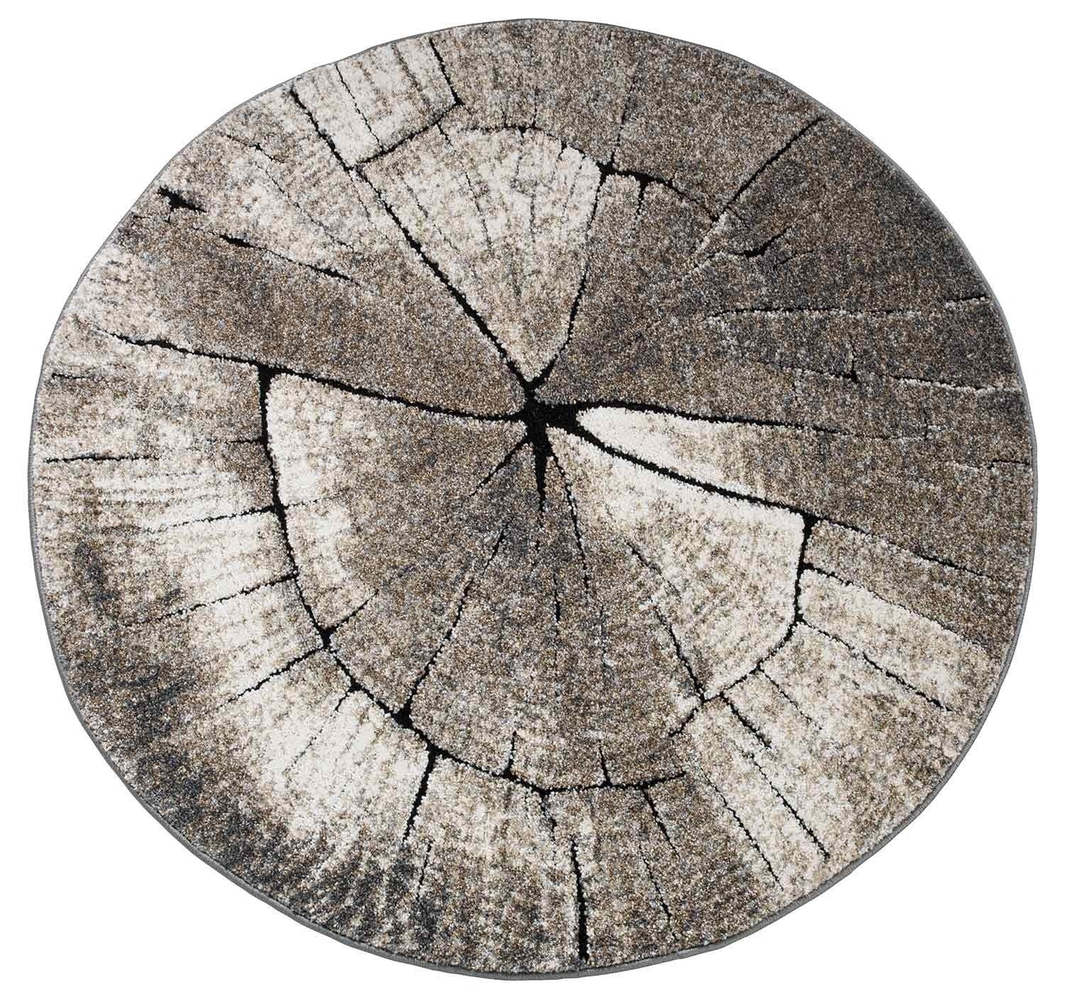 merinos Teppich CARRARA, Ø 160 cm, Polypropylen, Holzoptik, rund, Höhe: 13 günstig online kaufen