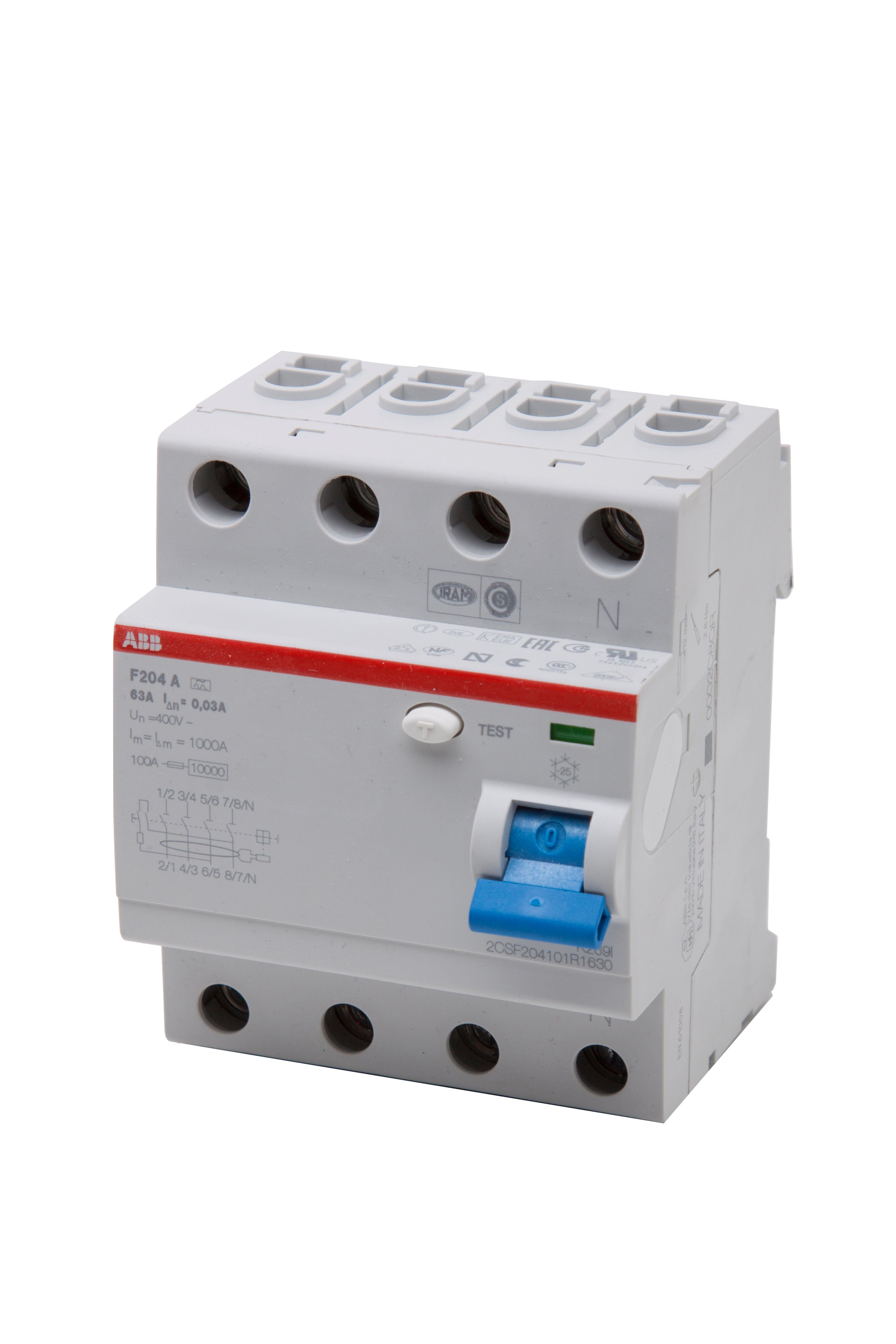 ABB Schalter FI-Schutzschalter F204 A-63/0,03 400V 63A 30mA 4-polig