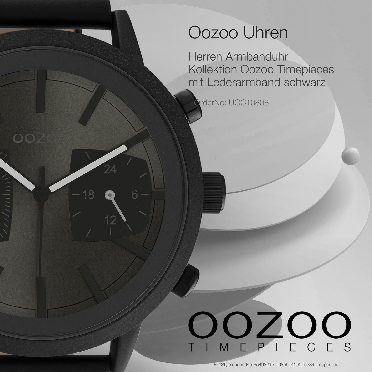OOZOO Quarzuhr Oozoo Herren Armbanduhr extra (ca. Analog, Herrenuhr Lederarmband, groß schwarz Casual-Style rund, 50mm)