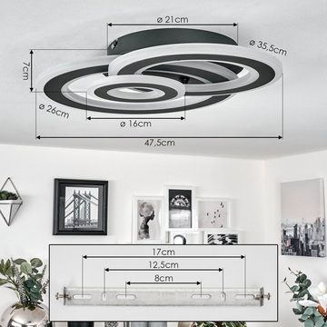 hofstein Deckenleuchte »Topolo« runde Deckenlampe aus Metall/Kunststoff in Anthrazit/Weiß, 3000 Kelvin, dimmbar über herkömmlichen Lichtschalter, (Schirme LED 24, 1350 Lumen