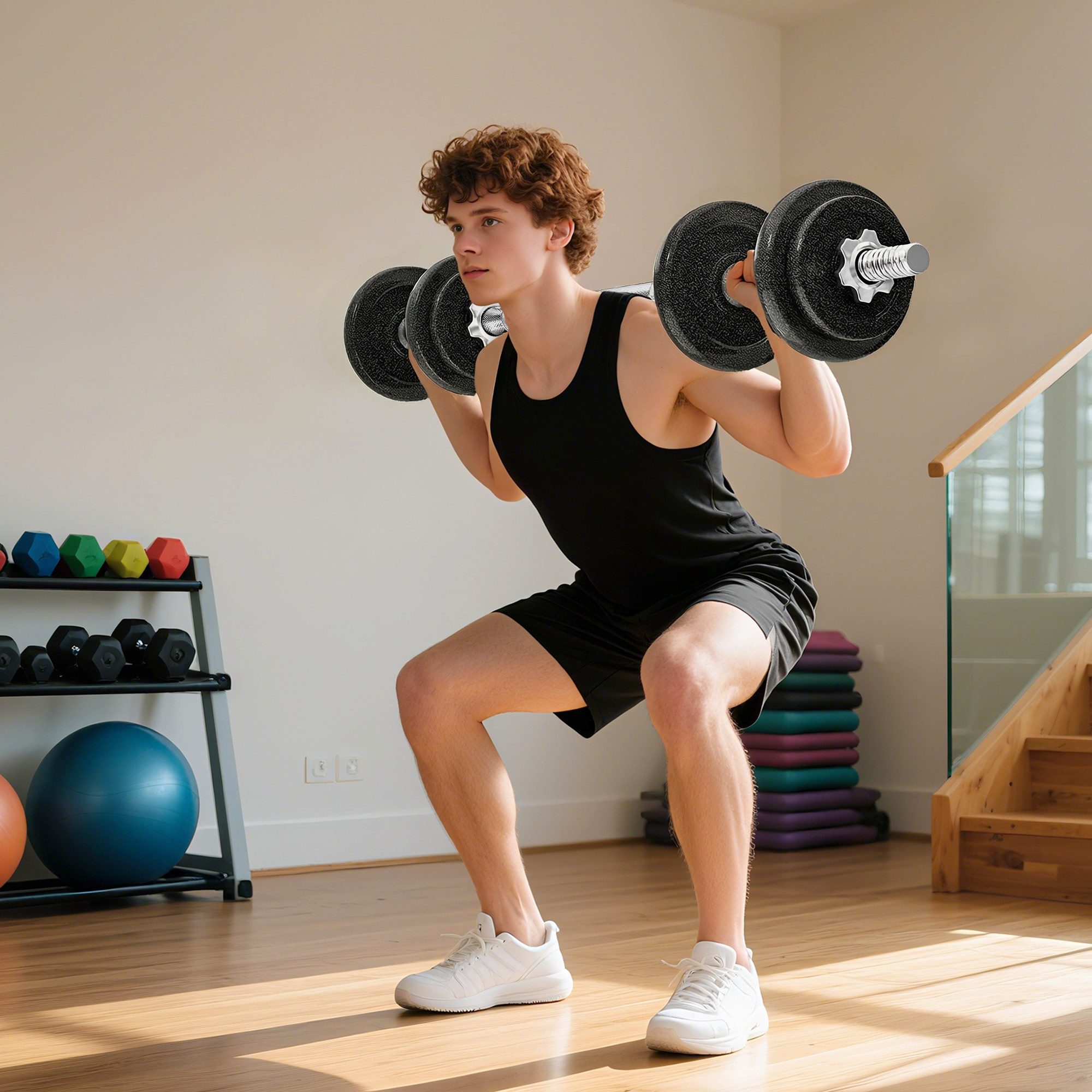 SPORTNOW Hantel-Set Dumbbell Kurzhantelset mit rutschfestem Griff, (2-in-1 Kurzhantel Set, verstellbar Langhanteln bis 20 KG), für Krafttraining Zuhause Fitnessstudio Grau