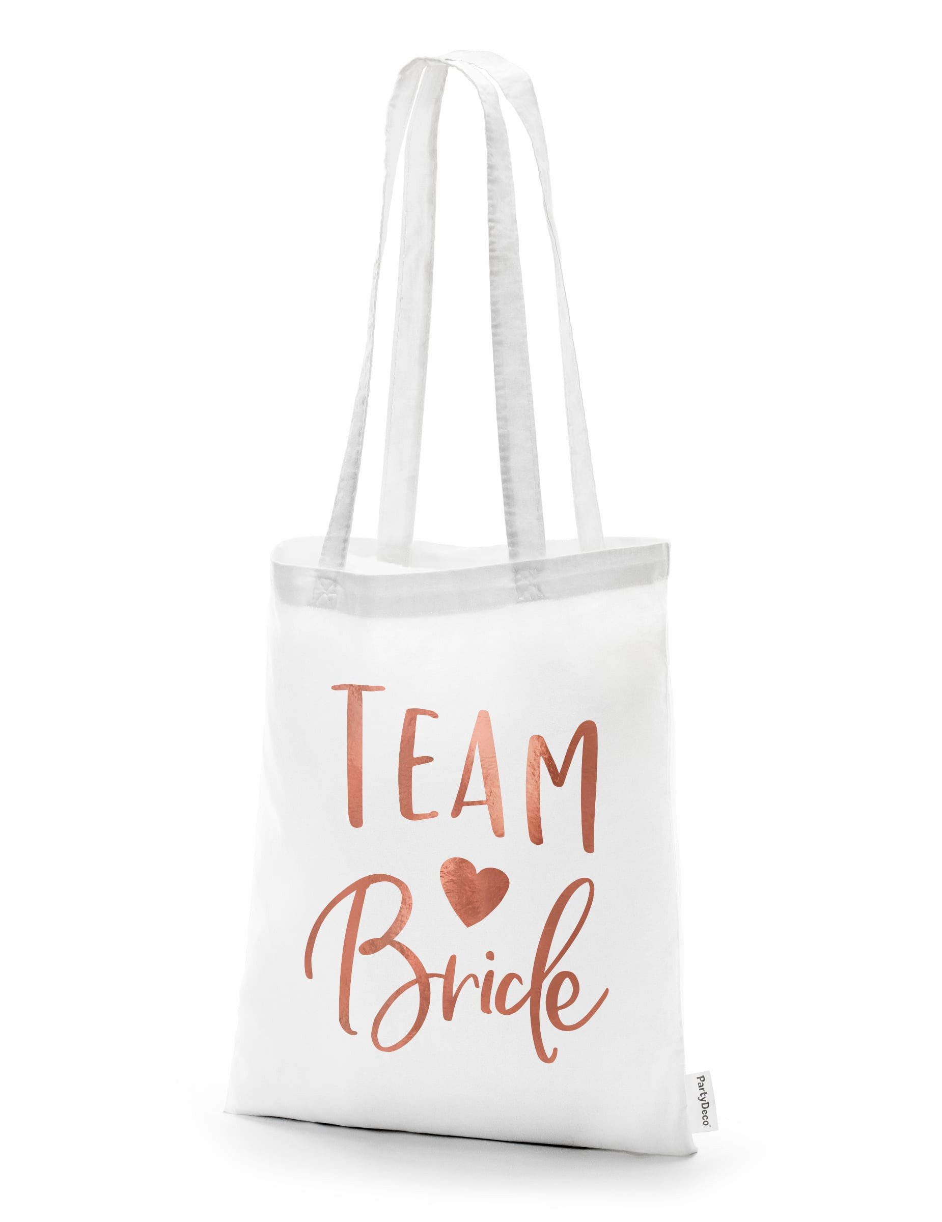 partydeco Kostüm Tote Bag Team Bride JGA-Stoffbeutel weiß-rosè 42x 39 cm