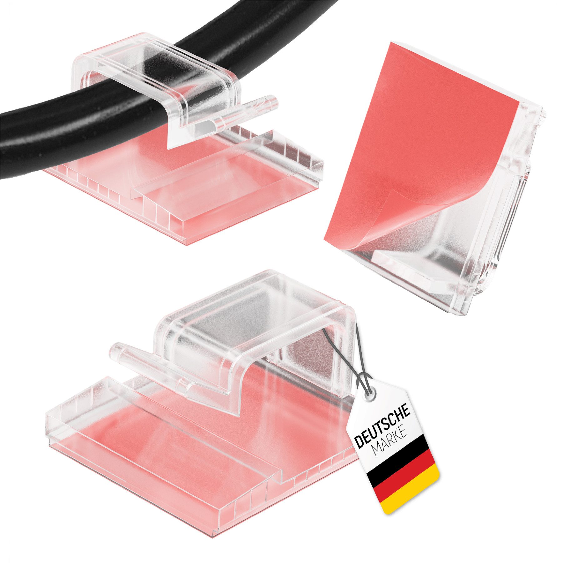 mucHome Kabelführung Kabelhalter selbstklebend 50 Stk transparent 10 Ersatzkleber, Kabelbefestigung für Lichterkette Indoor & Outdoor