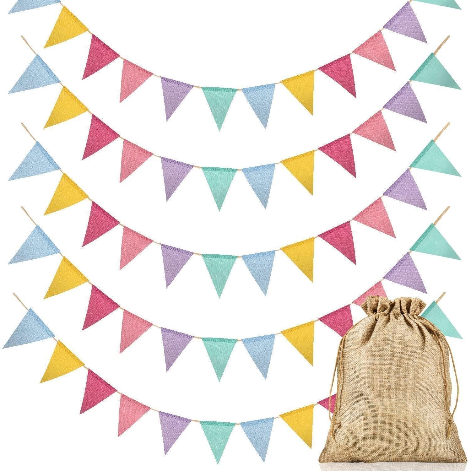 LuxusKollektion Wimpelkette Wimpelkette 5er Pack mit Jutesack bunt