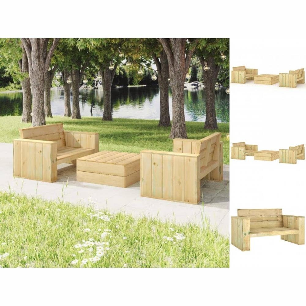 vidaXL Garten-Essgruppe 3-tlg Garten Lounge Set Massivholz Kiefer Imprägniert Loungemöbel | Garten-Essgruppen