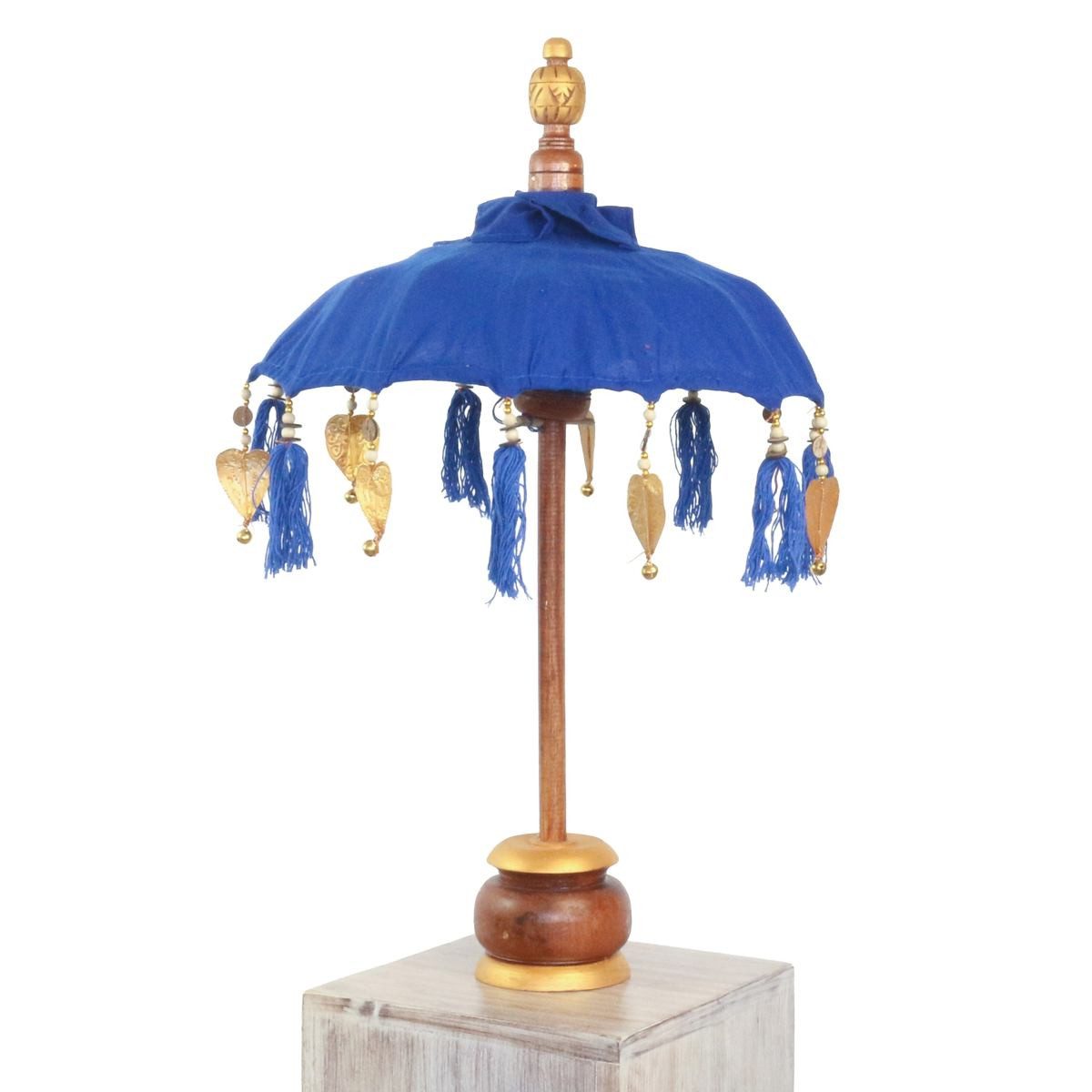 Oriental Galerie Sonnenschirm Kleiner Tischschirm aus Indonesien Blau Gold