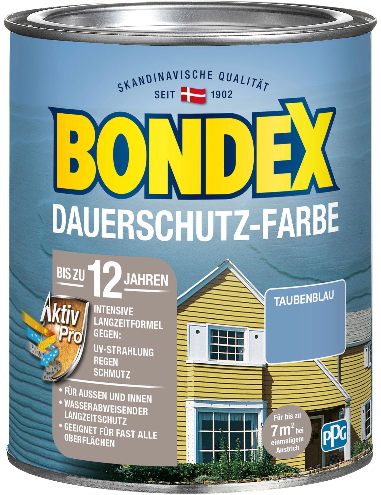 Pro Wetterschutz mit Außen Bondex DAUERSCHUTZ-FARBE, Innen, Langzeitformel Wetterschutzfarbe und Taubenblau Aktiv für