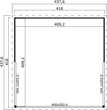 LASITA MAJA Gartenhaus DOMEO 5 CARBONGRAU/ANTHRAZIT, BxT: 418x418 cm, (Set), Fundamentmass 4180 x 4180, Carbongrau